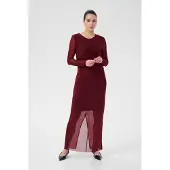 Kaffe Midikleid "Kleid KAchai", Damen, Gr. M, N-Gr, rot (windsor wine), Obermaterial: 94% Polyamid PA. 6% Elasthan EL., Kleider Midikleid
