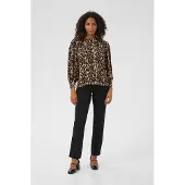 Kaffe Langarmbluse "Damen Langarm-Bluse KAhannah", Damen, Gr. 40, beige (naturel leopard print), Obermaterial: 80% Viskose CV. 20% Polyamid PA., Blusen Langarmbluse