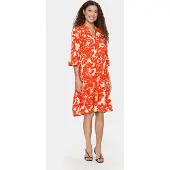 Saint tropez Midikleid SAINT TROPEZ "Damen Kleid EdaSZ", Damen, Gr. S, N-Gr, rot (poinciana water blooms), Obermaterial: 100% Viskose LENZING ECOVERO CV LenzEcov., Kleider Midikleid