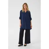 Cream Midikleid "Kleid CRWilma", Damen, Gr. 40, N-Gr, blau (marineblaus), Obermaterial: 45% Viskose CV. 37% Lyocell CLY. 18% Nylon NY., Kleider Midikleid