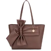Diana & Co Damenhandtasche aus veganem Leder mit Schleife und verstellbarem Schultergurt, 47x30x11 cm