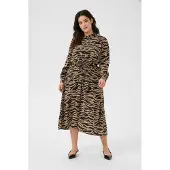 KAFFE CURVE Midikleid "Damen Kleid KColivia", Damen, Gr. 52, N-Gr, schwarz (schwarz deep, nomad print), Obermaterial: 50% Viskose CV. 50% Viskose LENZING ECOVERO CV LenzEcov., Kleider Midikleid
