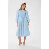 Kaffe Midikleid "Damen Kleid KAmona", Damen, Gr. 36, N-Gr, weiß (weiß blau stripe), Obermaterial: 100% Baumwolle CO., Kleider Midikleid