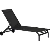 Ebuy24 Halfdan Sonnenliege 5 Positionen mit Rädern schwarz.