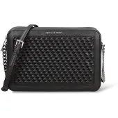 Michael Kors Damen Schultertasche aus veganem Leder mit geflochtenem Muster und Kettenband
