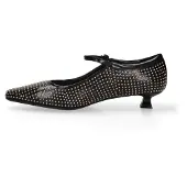 Marc Ellis Damenschuhe mit flachem Absatz aus echtem Leder, schwarz, mit goldenen Nieten