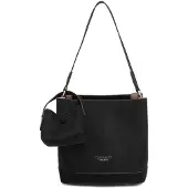 Diana & Co Firenze Novara Elite Damen-Schultertasche aus veganem Kunstleder, Schwarz Black B UNICA 20x18x13 cm