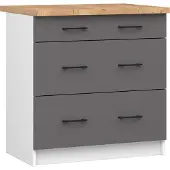 Akord Küchen-Unterschrank mit Arbeitsplatte OLIWIA Weiß, Graphitgrau B80xH85xT46 cm