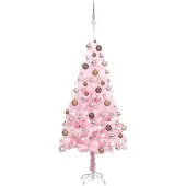 Syfax Künstlicher Weihnachtsbaum mit Beleuchtung & Kugeln Rosa 150cm