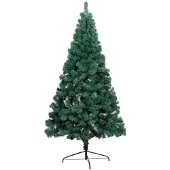 Syfax Künstlicher Halb-Weihnachtsbaum Beleuchtung Kugeln Grün 120 cm