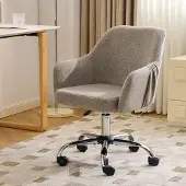 Alightup Schreibtischstuhl mit Armlehnen, Drehstuhl mit Rollen, Polsterstuhl,Hellbraun