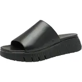 Tamaris Comfort Damen Pantoletten aus Leder Plateau, Schwarz (Black), 41 EU