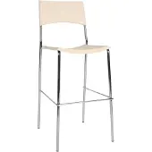 CLP Barhocker Genua Mit Kunststoffsitz Und Metallgestell In Chrom-Optik I Stapelbarer Bistrohocker Mit Fußstütze, Farbe: creme