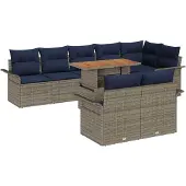 vidaXL Garten-Sofa-Set 9 stk. Grau und Marineblau