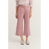 Bugatti Stoffhose , Damen, Gr. 36, Normalgrößen, rosa (720, rose), 80% Baumwolle, 20% Leinen, unifarben, normal, Hosen Stoffhose, mit Kordelzug