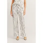 Bugatti Stoffhose , Damen, Gr. 44, Normalgrößen, weiß (290, weiß), 100% Viskose, gestreift, normal, Hosen Stoffhose, mit dehnbarem Bund
