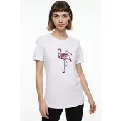 ONLY Kurzarmshirt "ONLKITA REG S/S PRINT TOP NOOS", Damen, Gr. L, weiß (hellweiß print:flamingle), Jersey, Obermaterial: 100% Baumwolle, bedruckt, regular fit normal, Rundhals, Shirts Kurzarmshirt