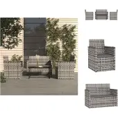 vidaXL 4-tlg. Garten-Lounge-Set mit Kissen Poly Rattan Grau - Gartenmöbel-Sets