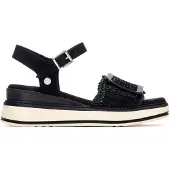 Xti für Damen. 14524003-NEGRO Sandalen 145240 schwarz (40), Stoff, Wohnung, Schnalle, Lässig, Sportlich