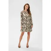 St. Tropez Midikleid SAINT TROPEZ "Damen Kleid RipleySZ", Damen, Gr. XS, N-Gr, grün (olive arty strokes), Obermaterial: 100% Polyester PES., Kleider Midikleid