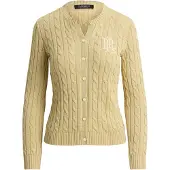 Ralph Lauren für Damen. 200P14040501 Baumwoll-Strickjacke aus beigefarbenem, ecrufarbenem Baumwoll-Jersey (L), Lässig, Baumwolle, Lan