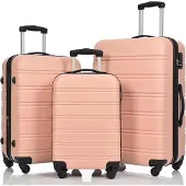 Bauhaus 3er Set Hartschalenkoffer, ABS, 4 Rollen, rosa