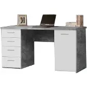 GuenstigEinrichten Schreibtisch Net109Computertisch Büro Home Office Beton weiß matt