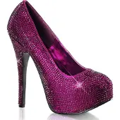 Bordello TEEZE-06R Damen High Heels Plateau Stiletto Pumps lila Satin Strass
