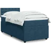 vidaXL Boxspringbett mit Matratze Blau 80x200 cm Samt