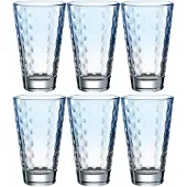 Leonardo Longdrinkglas "OPTIC", blau (hellblau), H:13cm Ø:8cm, Glas, Trinkgefäße, Longdrinkglas, 300 ml, 6-teilig