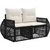 vidaXL Gartensofa-set 5 stk. Schwarz und Cremeweiß Poly-Rattan