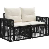 vidaXL Gartensofa-set 7 stk. 7-Sitzanzahl Schwarz und Cremeweiß