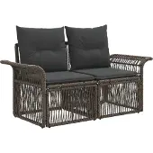 vidaXL Garten-Sofa 2-Sitzanzahl Grau Poly-Rattan