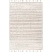 Kayoom Teppich "Reef 125", beige (elfenbein), B:200cm H:9mm L:290cm, Polypropylen, Teppiche, Teppich, Kurzflor, Struktur, mit Fransen, Wohnzimmer