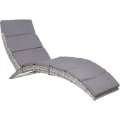 vidaXL Sonnenliege mit Auflage Klappbar Poly Rattan Grau