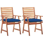 Syfax Garten-Essstühle 2 Stk. mit Kissen Massivholz Akazie