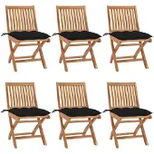 Syfax Klappstühle mit Kissen, 6-teilig, Massivholz Teakholz