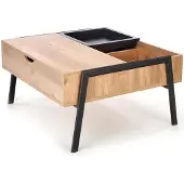 Feldmann-Wohnen Couchtisch Podium Wohnzimmertisch 80x85cm Liftfunktion Stauraum Eiche Natur