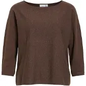 Vila "VIMALU BOATNECK 3/4 SLEEVE KNIT TOP-NOOS" Materialmix, loose fit