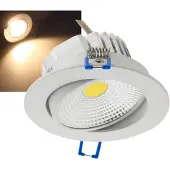 Chilitec LED-Einbauleuchte COB-7, 7W, 450lm ALU, 3000K, 90°, Ø109xT47mm, Rahmen weiß