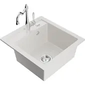Mexen Vito 1-Becken-Granit-Spüle mit Mischbatterie Carla, Weiß - 6503-20-670700-00