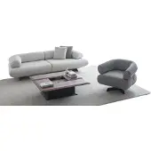 AEA Weiß-graues Wohnzimmer Set Designer Stoffsofa Sessel Holz Couchtisch