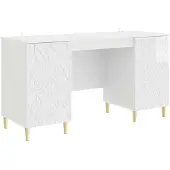 Syfax Schreibtisch Hochglanz Weiß 142,5 x 50 x 75 cm Holzwerkstoff