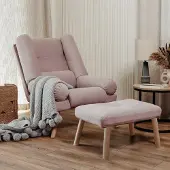 Fun-Möbel Relaxsessel Sessel ARIEL inkl. Hocker in Stoff Trinity Puderrosa