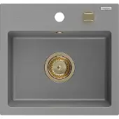 Mexen Milo 1-Becken-Granit-Spüle 435 x 410 mm, Grau, Siphon Gold - 6505441000-71-G