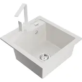 Mexen Vito 1-Becken-Granit-Spüle mit Mischbatterie Rita, Weiß - 6503-20-670300-20