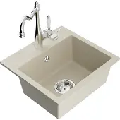Mexen Milo 1-Becken-Granit-Spüle mit Mischbatterie Carla, Beige - 6505-69-670700-00