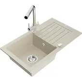Mexen Pablo 1 Becken-Granitspüle mit Abtropffläche und Mischbatterie Duero, Beige - 6510-69-671600-00