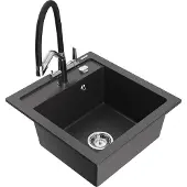 Mexen Vito Granitspüle-Set Schwarz/Chrom 1-Kammer