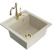 Mexen Vito 1-Becken-Granit-Spüle mit Mischbatterie Carla, Beige - 6503-69-670700-50